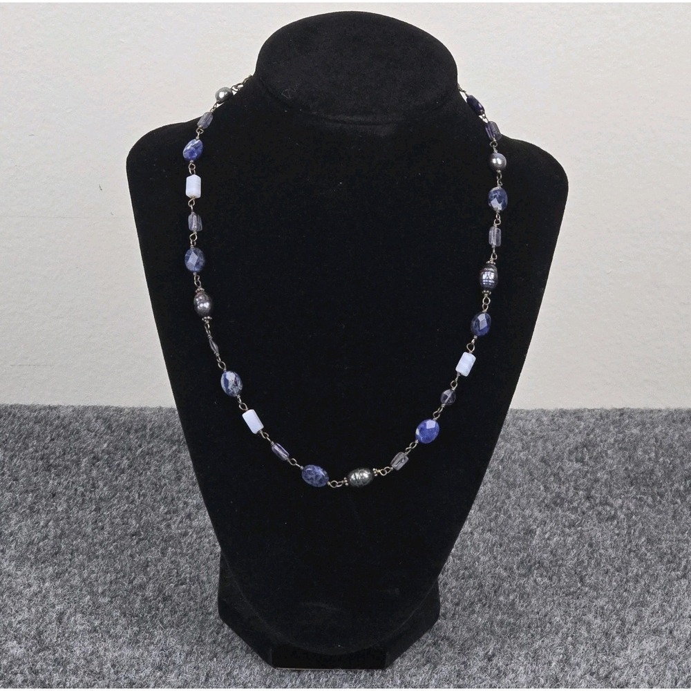 Silpada Sterling Silver 925 Blue Sodalite Iolite Pearl Necklace N1308